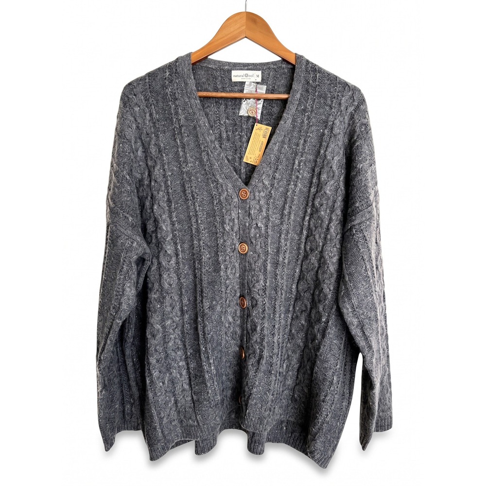 Natural Life Women Oversized Gray Cable Knit Button Front Cardigan Sweater M NWT - Picture 3 of 8